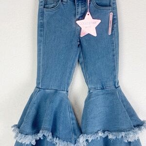 Girls' Blue Flared Denim Pants